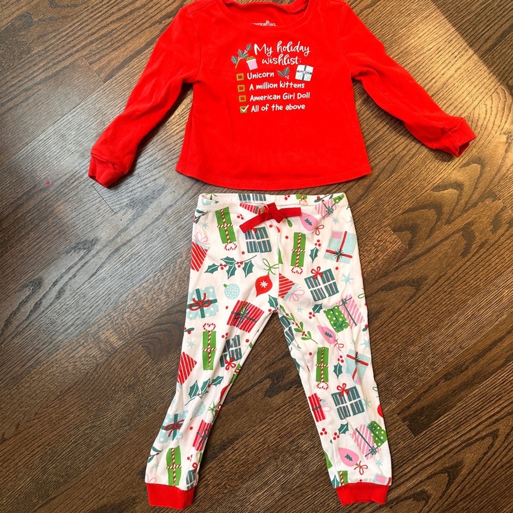 American Girl Red and White Holiday Pajama Set